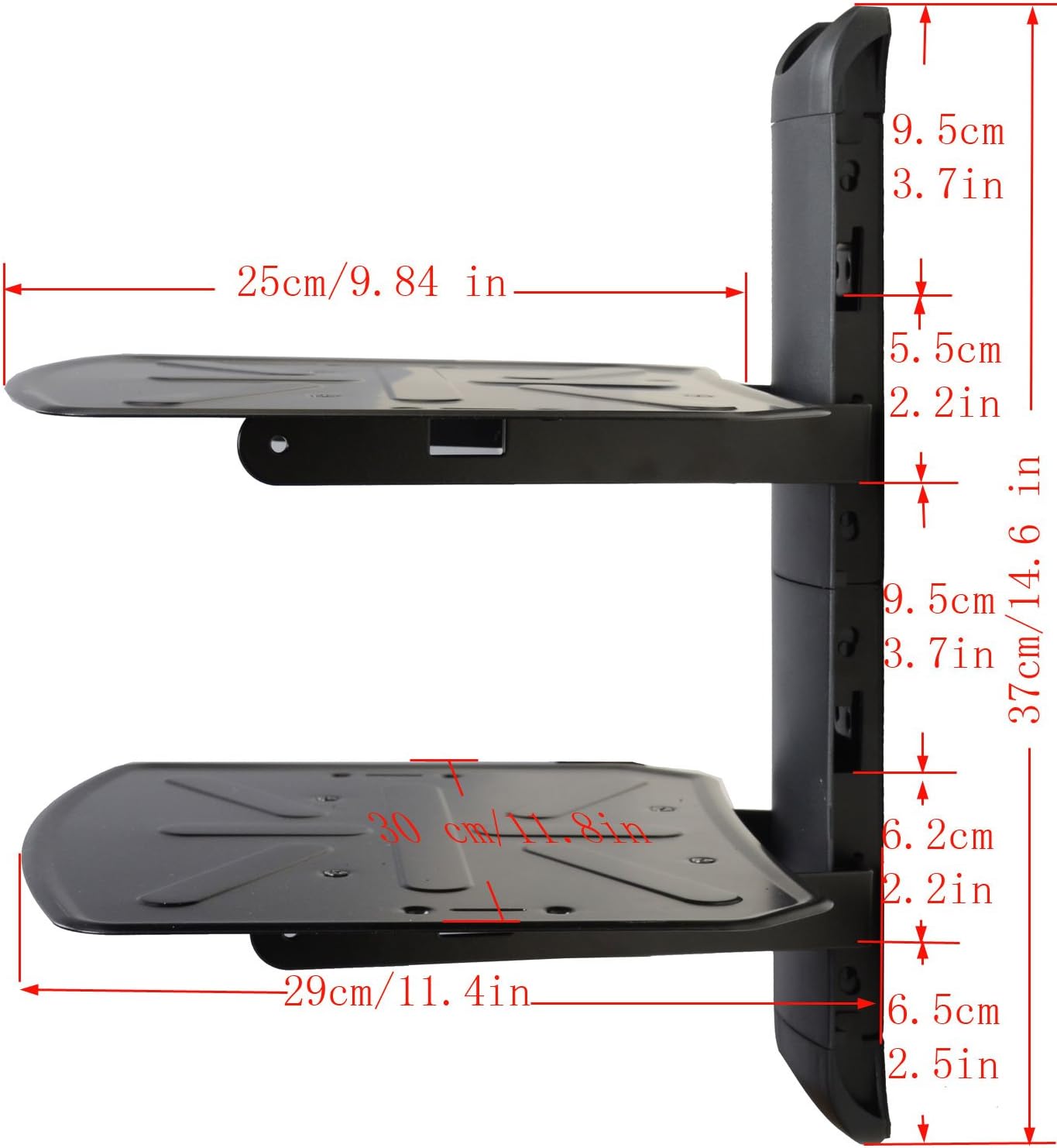 VideoSecu 2 MDVD04B WP6 Shelf DVD DVR VCR Wall Mount Bracket Component Shelf for DVD Player DDS Receiver Video Audio