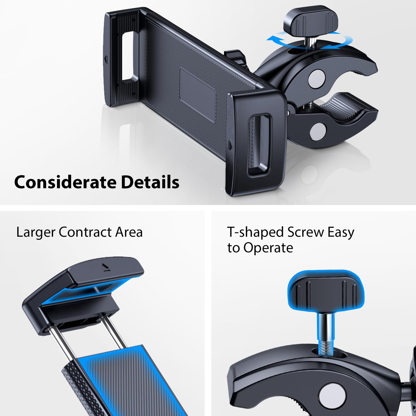 CreaDream Tablet Holder Mount for Spin Bike, Tablet Clamp for Treadmill, Indoor Stationary Bike, Stroller, Peloton, Gym Trainer Handlebar Stand Fit for iPad Pro/Air/Mini, Galaxy Tabs, Phones, 4.7-13"