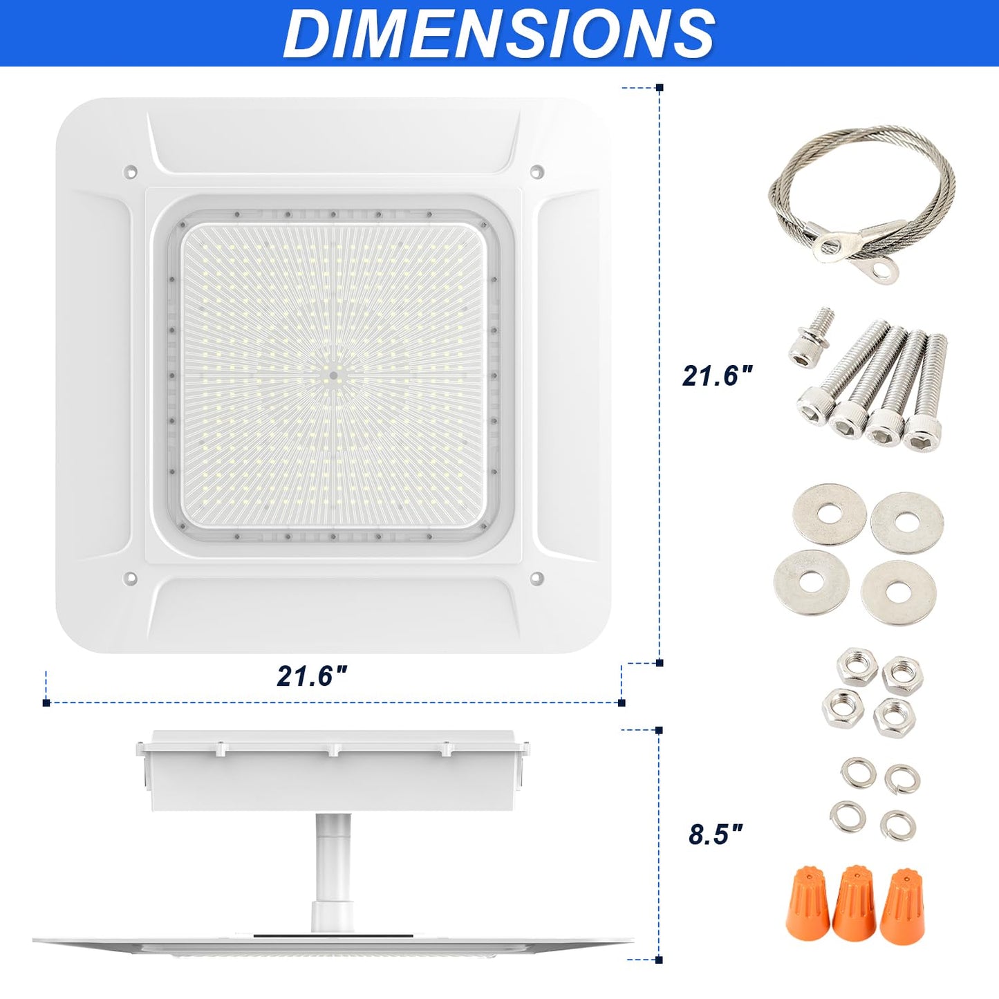 OSTEK 240W LED Canopy Light, 33,600LM 5700K, IP65 Waterproof Super Slim Gas Station Light, 1000W HID/HPS Equivalent, Surface Mount Fixture for Parking Lots, Warehouses, Airports, 100-277V