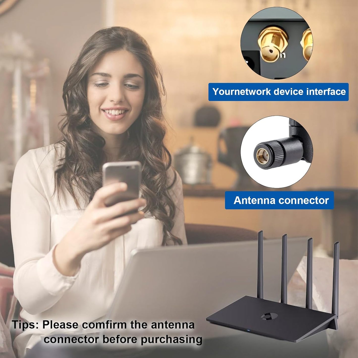 eifagur 6 6E 2.4GHz/5GHz/6E 2 Pack WiFi Tri-Band Omnidirectional Antenna for PC Desktop Computer Motherboard WiFi