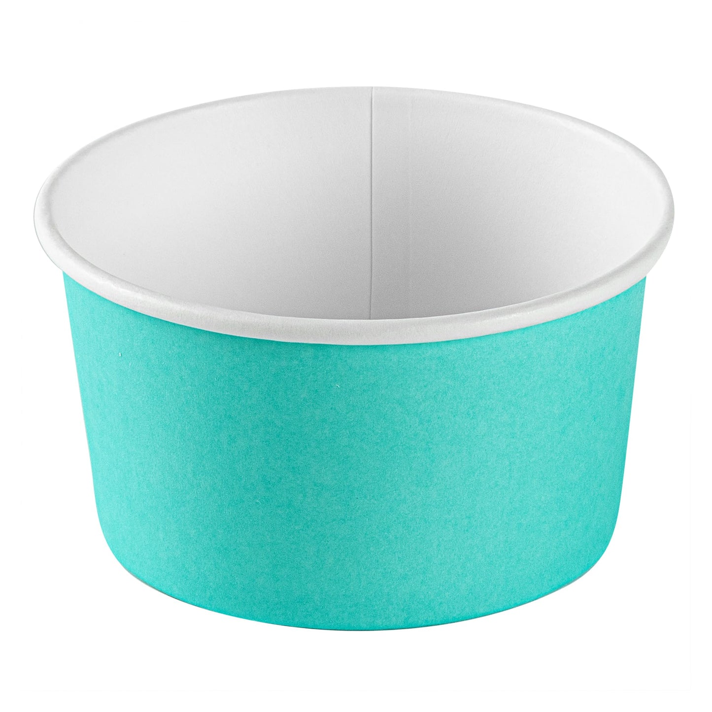 Restaurantware Coppetta 8 Ounce Dessert Cups, 200 Disposable Ice Cream Cups - Lids Sold Separately, Sturdy, Turquoise Paper FroYo Bowls, Striped, For Hot And Cold Foods, Perfect For Gelato