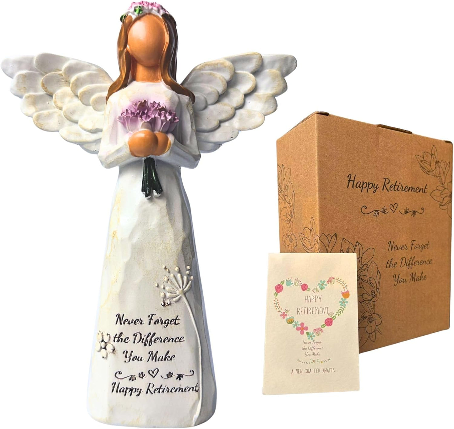 Skiennix Retirement Gift for Women - 5.5” Angel Figurine with Card | Perfect for Coworkers & Friends