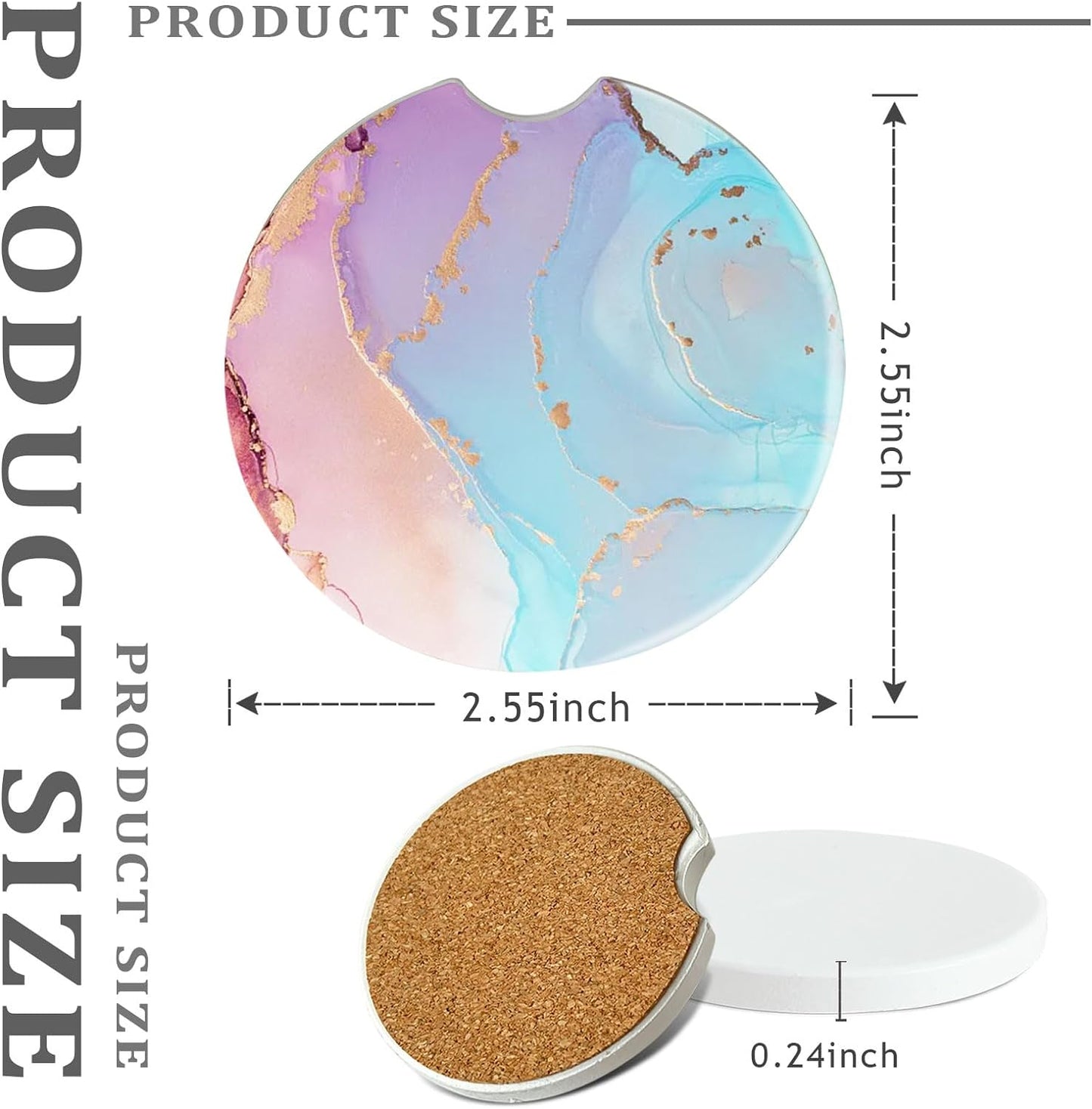 Skiennix Ceramic Car Coasters - Sublimation Blanks with Finger Notch for Easy Removal | 12-Pack