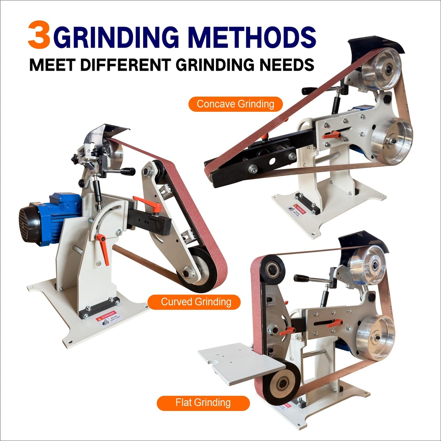 JLD Professional Belt Grinder Sander, 2x72 Inch Belt, 1500W Electric Motor with 2.2KW VFD, 2 sets of grinding kits with 3 grinding methods,Vertical and Horizontal operation includes 3 sanding belts.