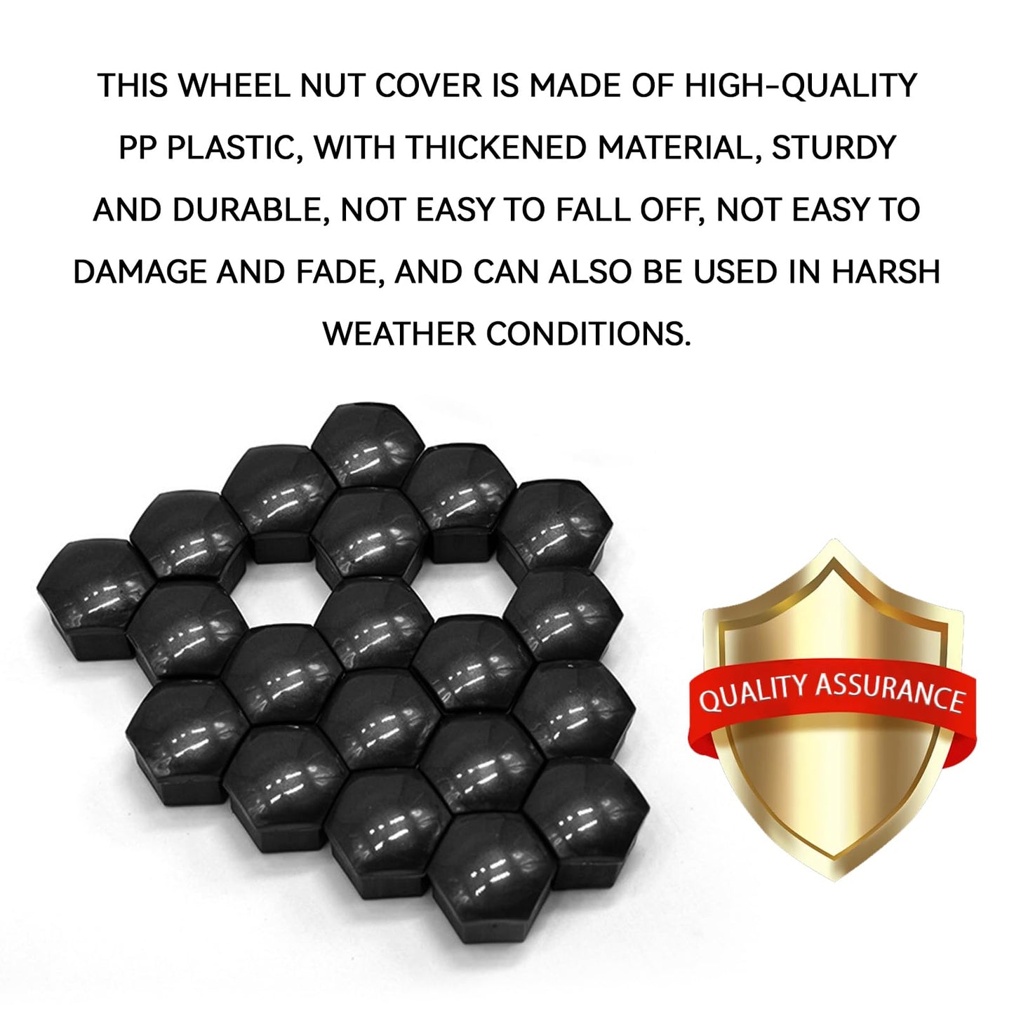 QKYS 20PCS Lug Nut Covers, Rust-Proof Black Hex LugNut Covers with Removal Tool, Wheel Nuts Caps for Wheel Bolts Protection and Decoration, Wheel Bolts Accessories for Cars SUVs (17mm)