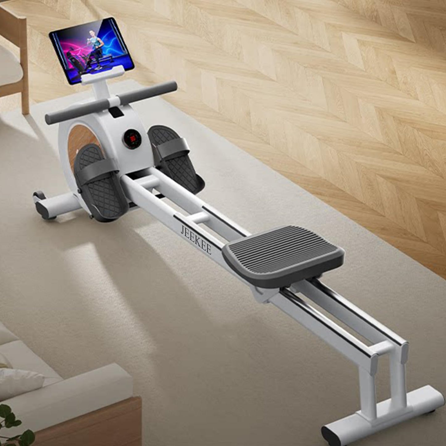 JEEKEE Rowing Machine for Home, 350 LB Capacity, 16-Level Silent Resistance, Full-Body Workout Compact Rowing Machine