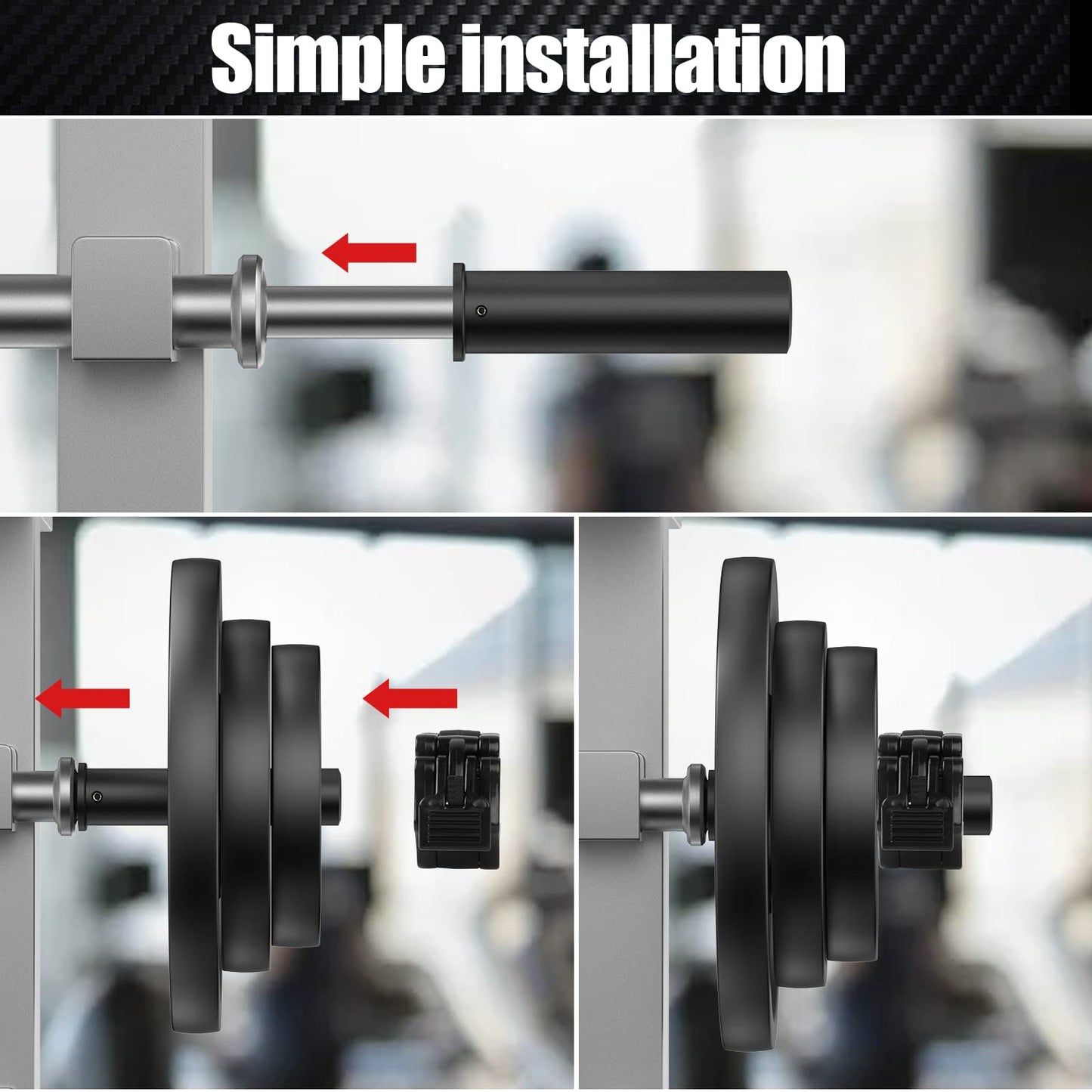 NewBEP 2PCS Olympic Adapter Sleeve 7.8" with Olympic Barbell Clamps 2", Converts 1" Standard Weight Plate Posts to 2" Olympic Weight Plate Posts, Removable end Cap
