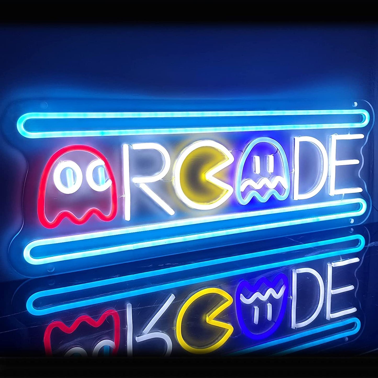 KiMineon Large Arcade Neon Sign, Ugrade Retro Game Ghost Arcade LED Neon Light Sign, Handmade Aesthetic Arcade Night Lamp for Game Room, Business Recreation Bedroom Birthday Gift Man Cave Home - 25''