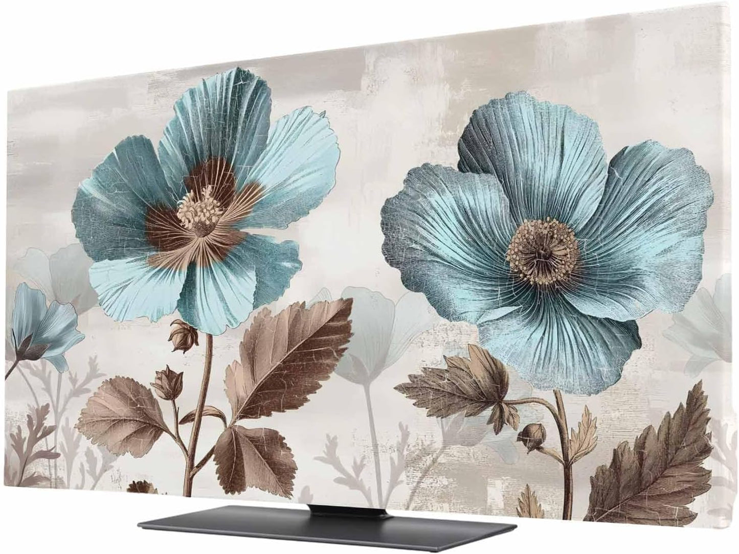Singingin 85 Inch, Blue Broccoli TV Dust Cover Farmhouse Rustic Floral Retro Victorian Style Computer Monitor Cover