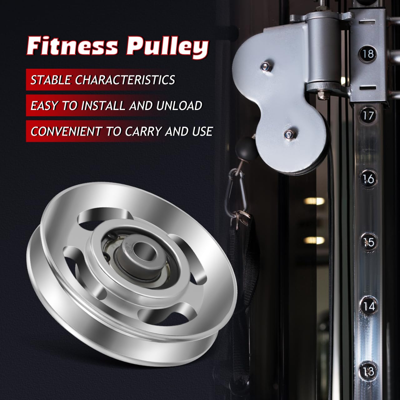 Toddmomy 90mm Aluminum Pulley Wheel for Cable Machine, Heavy Duty Gym Cable Pulley Replacement with Bearing for Home Gym System, LAT Pulldown Attachment