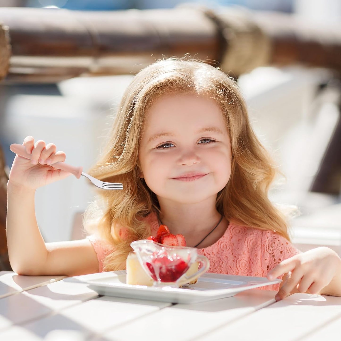 Pimoys Stainless Steel Toddler Forks - 6-Pack Baby Utensils with Plastic Handles | Dishwasher Safe