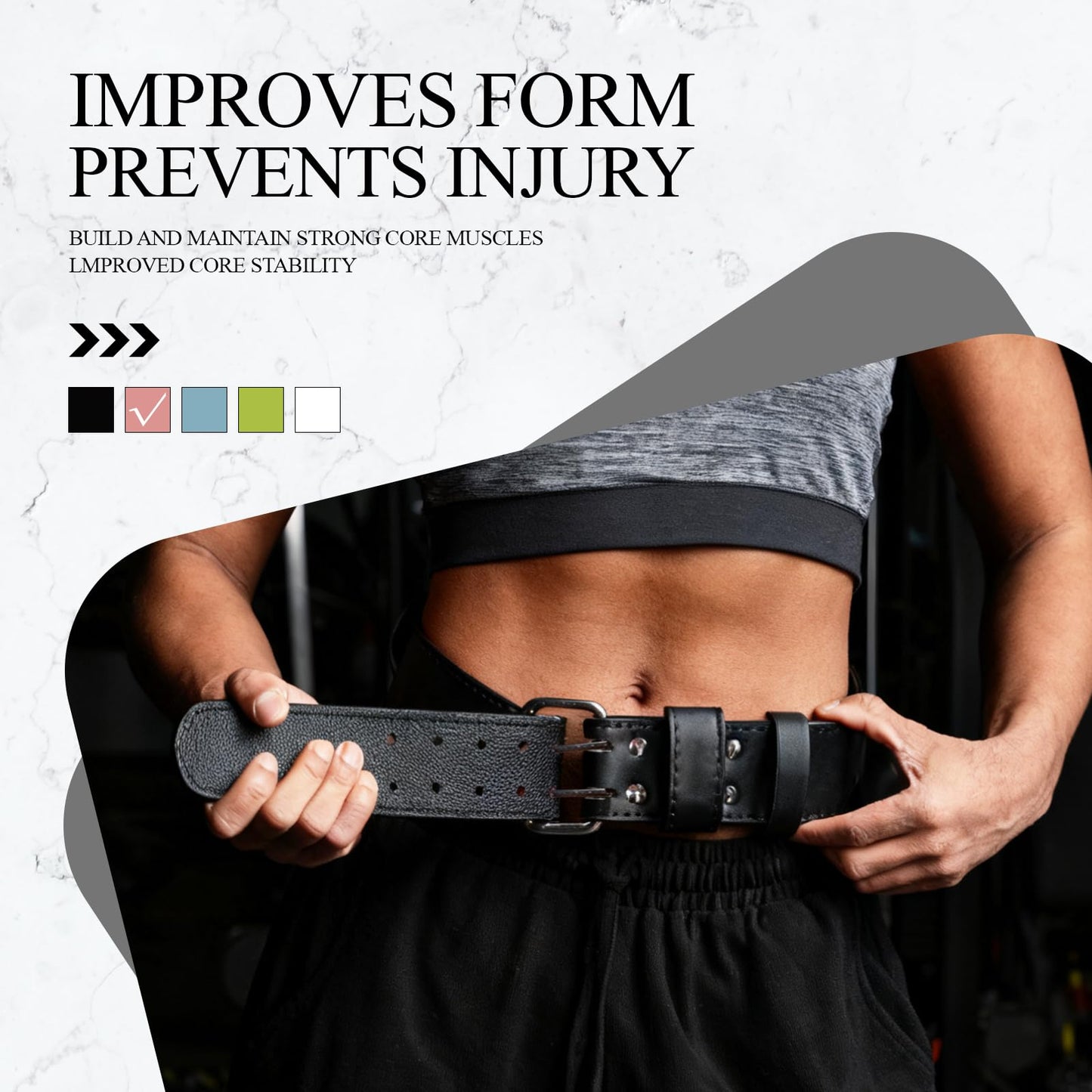 Leather Weightlifting Belt, 10 Adjustable Holes, 4”Width, Double Prong Power Belt for Gym Bodybuilding, weightlifting, powerlifting, squats and deadlifts (Pink, M (30"-33"))
