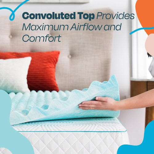 Linenspa 3 Inch Gel Memory Foam Mattress Topper - Reversible Egg Crate Design for Comfort - King Size