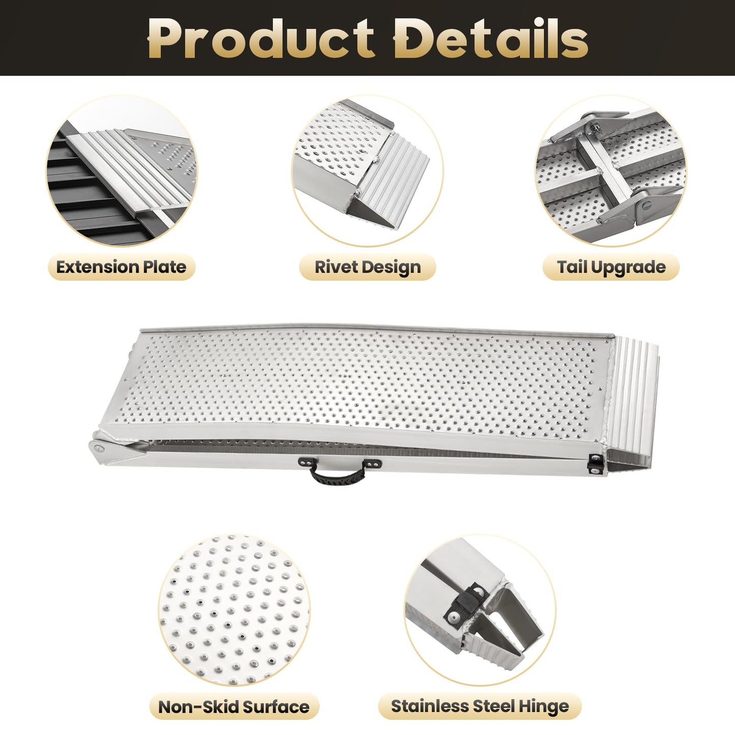 FACHNUO Aluminum Loading Ramps 1500LBS Capacity, 7.5Feet Pickup Truck Ramps for Trailer/ATV/UTV Motorcycle Ramp, Lawn Mower, Dirt Bike, Folding Portable Shed Ramp, 2PC, 89-by-12-inch