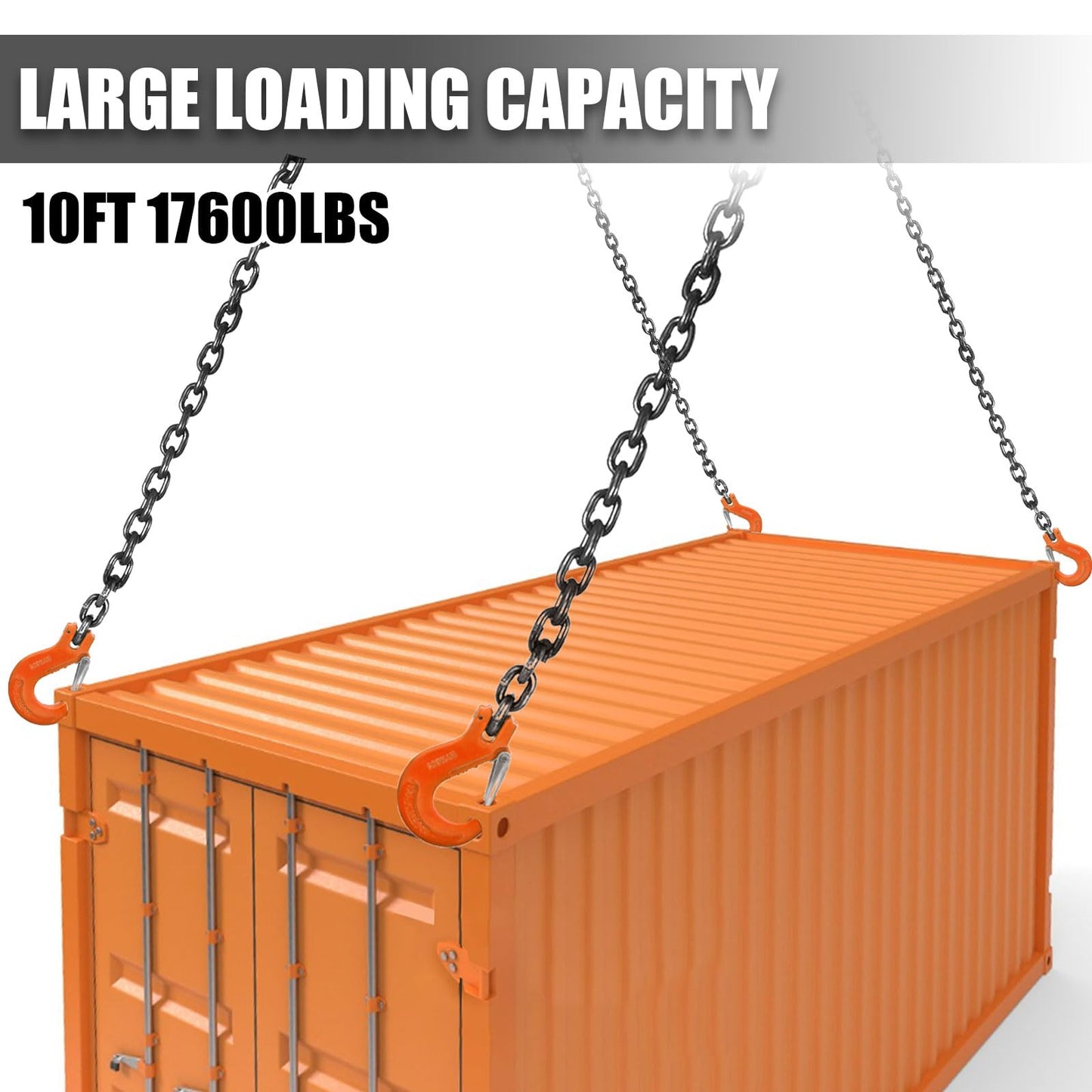SALUINOKI 4 Leg Chain Sling for Lifting with Hooks Heavy Duty 8 Ton 1 inch x 10 FT 17,600 lbs 4 Point Lift Chains Rigging 1 Pack