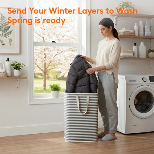 Lifewit Laundry Basket - 80L Collapsible Hamper with Reinforced Handles | Waterproof Design, Black