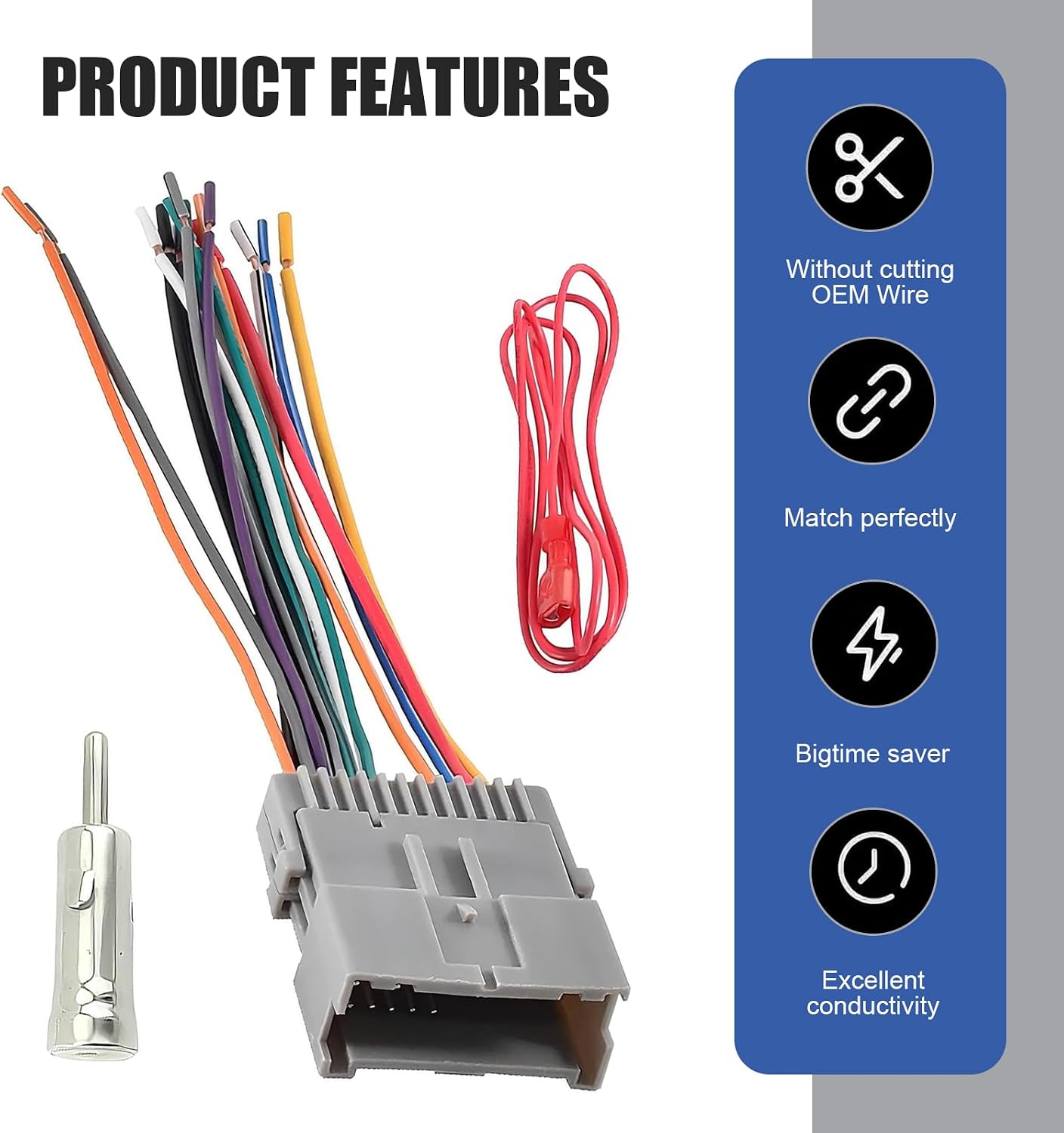 DACIRTY Pack-3 Hummer Car Radio Wiring Harness Adapter, Audio Modification Pigtail Connector Plug, Stereo Wiring