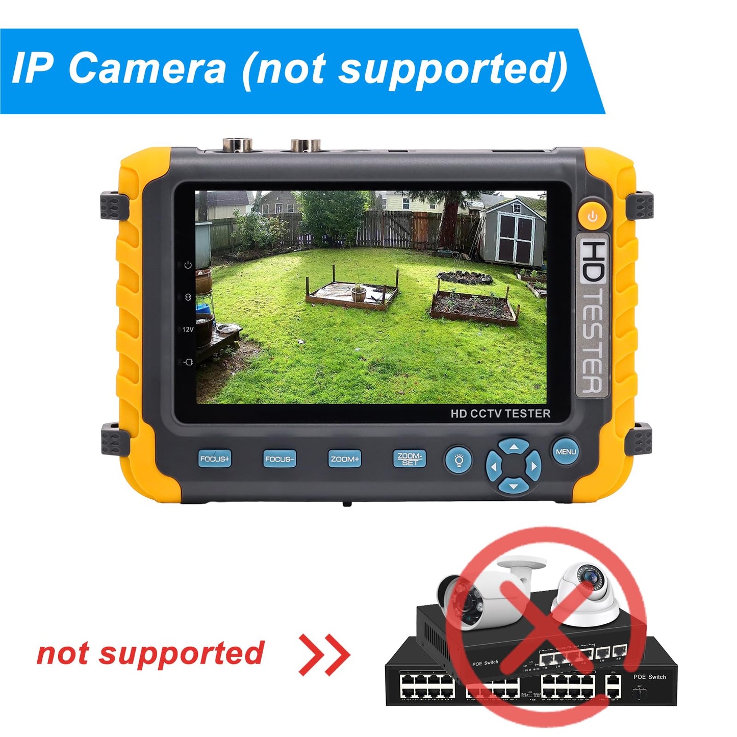 Anpviz 5 Inch 4 in 1 CCTV Monitor Tester, AHD/TVI/CVI/CVBS Coaxial Analog Video CCTV Tester, UTP/PTZ Cable Test for 1080P/3MP/4MP/5MP/8MP Analog Security Camera, VGA DC12V Output Camera