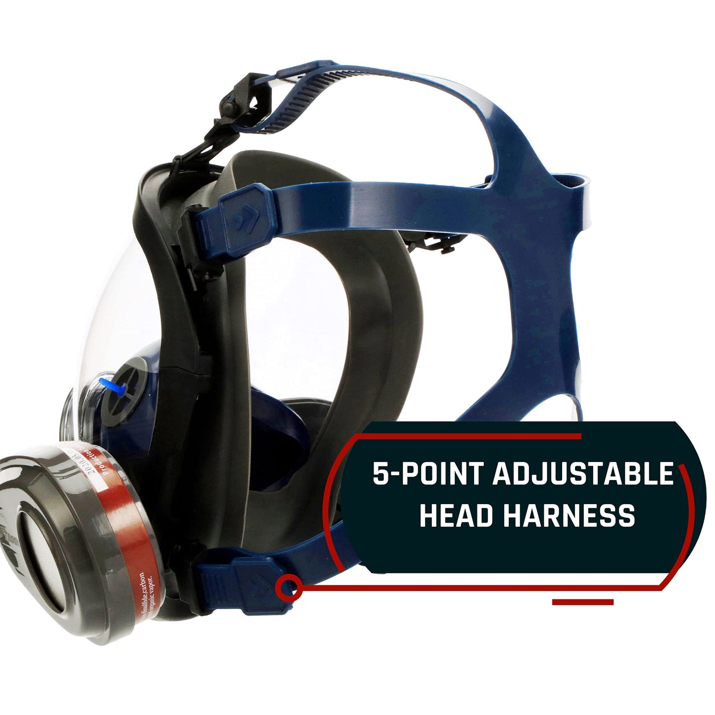 Parcil Distribution PD-101 Inferno Red Mirrored Full Face Organic Vapor & Particulate Respirator - Dual Activated Charcoal Filtration - Full Face Eye Protection Mask