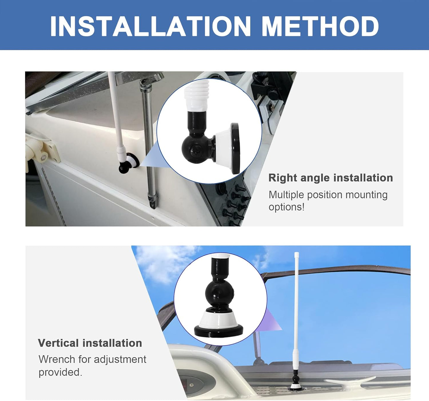 Anina 16 Inch Marine Trailer RV Radio Antenna Rubber Flexible Aerial Mast for Car Truck Boat ATV UTV Caravan Motorhome