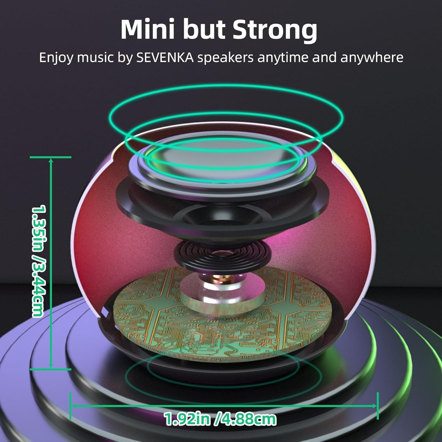 SEVENKA 2 3W Mini Speakers Bluetooth, Small Portable Wireless Speaker with Lanyard, Water Resistant, Wireless Stereo