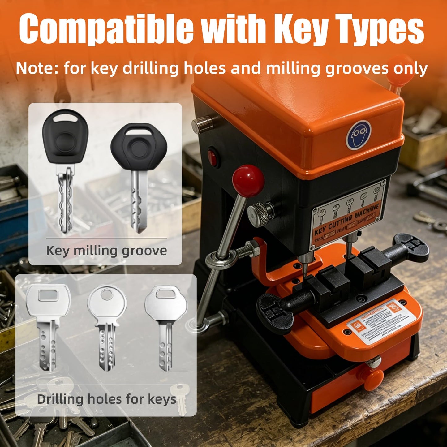 2026new B-668 Vertical Key Cutting Machine 110V220V Multifunctional Key Duplicator with Drill & Cutter, Portable Professional Key Copy Machine for Dimple, Cylindrical, Wave & Ball Keys, Locksmith Tool