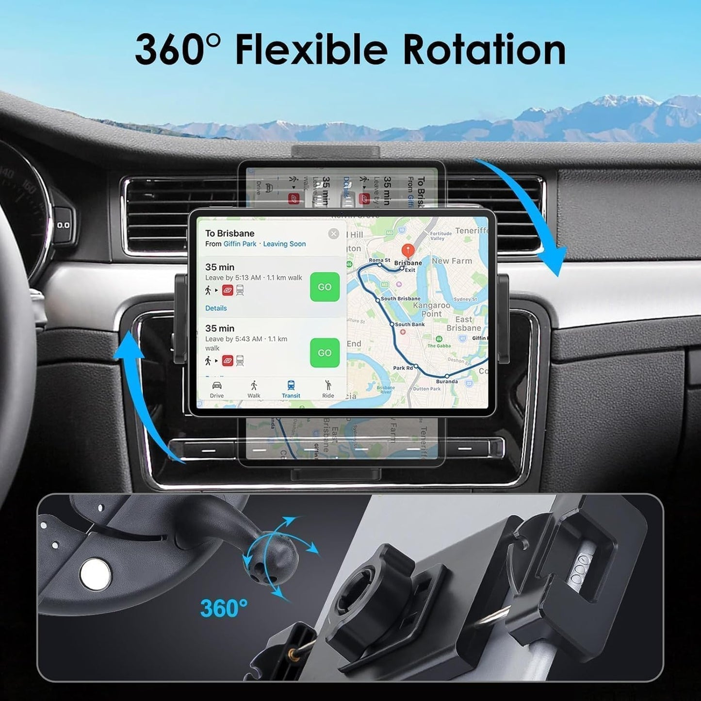 EEEKit 2 1 360 4-11in in CD Slot Tablet Car Mount, Universal Rotation CD Player Car Phone Holder for Devices, Black