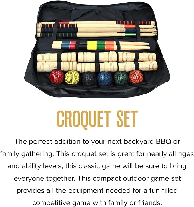 Baden 6-Player Champions Croquet Set with Soft Grip Handles Medium