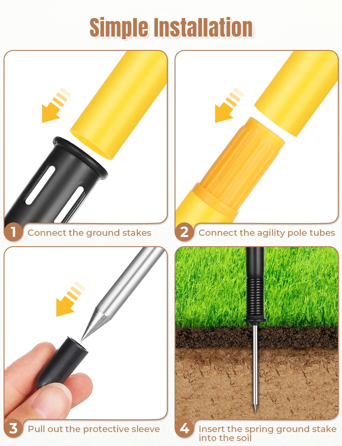 GHB Agility Poles 6 Pack 6ft Sports Soccer Training Poles,Detachable Speed Training Equipment Football Accessories (6 Pack 6ft)
