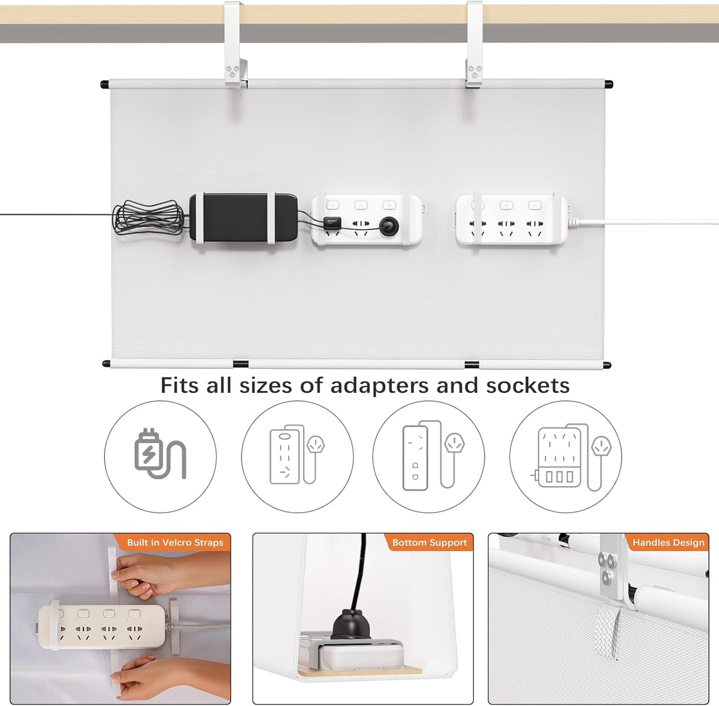 Jolensoy 28" 16X Under Desk Cable Management Tray - Cord Organizer for Desk No Drill, Fabric Under Table Wire Organizer