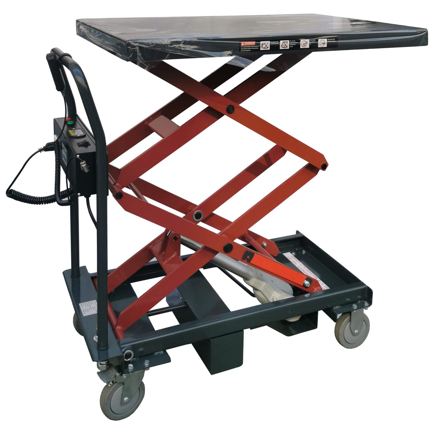 Pake Linear Actuated Elevating Cart, 400lb. Cap., 35" X 24", Lifting Height 16"-50.4"