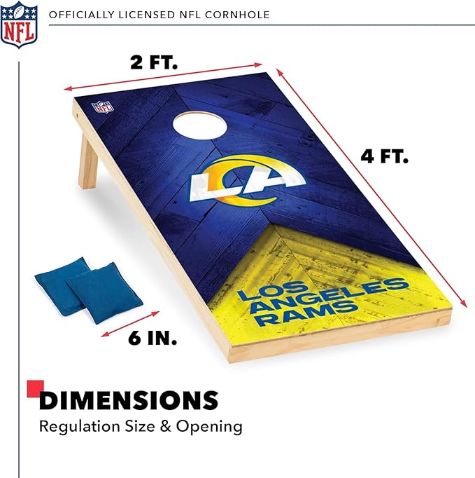 NFL Football 2' x 4' Regulation Size Solid Wood Cornhole Set with Direct Print HD Team Graphics Great Gift for Any Football Fan! Bean Bag Toss Family Outdoor Game