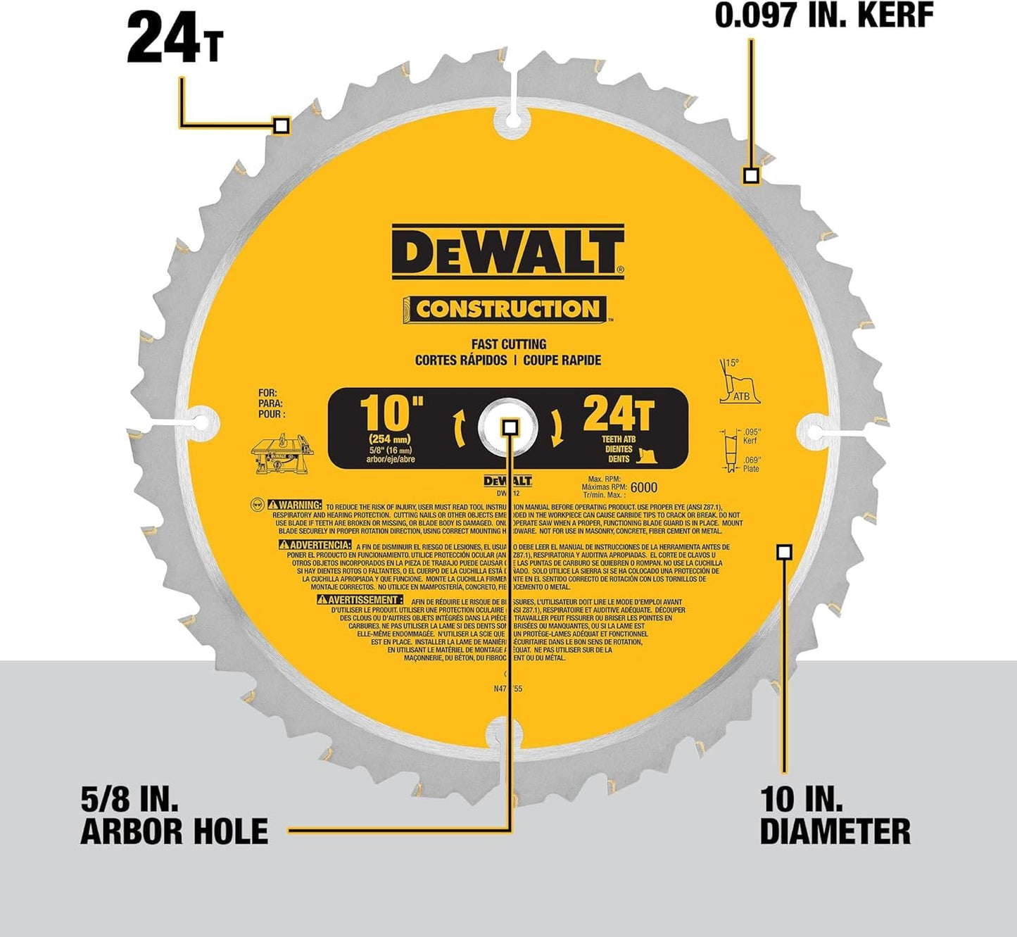 DEWALT Table Saw 10 Inch with Foldable Rolling Table Saw Stand, 15 Amp, 4800 RPM, 32-1/2-Inch Rip Capacity (DWE7491RS)