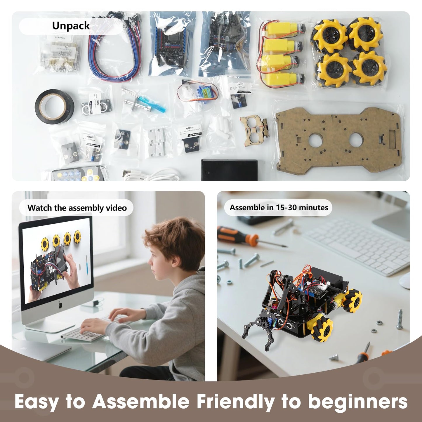 Robotics for Kids Ages 8-12, ACEBOTT Smart Robot Arm Car Kit with 5DOF, STEM Toys for Boys Age 8-12 12-16+, ESP32 Arduino/Python/Blockly Coding, App & Remote Control, STEM DIY Gift for Teens & Adults