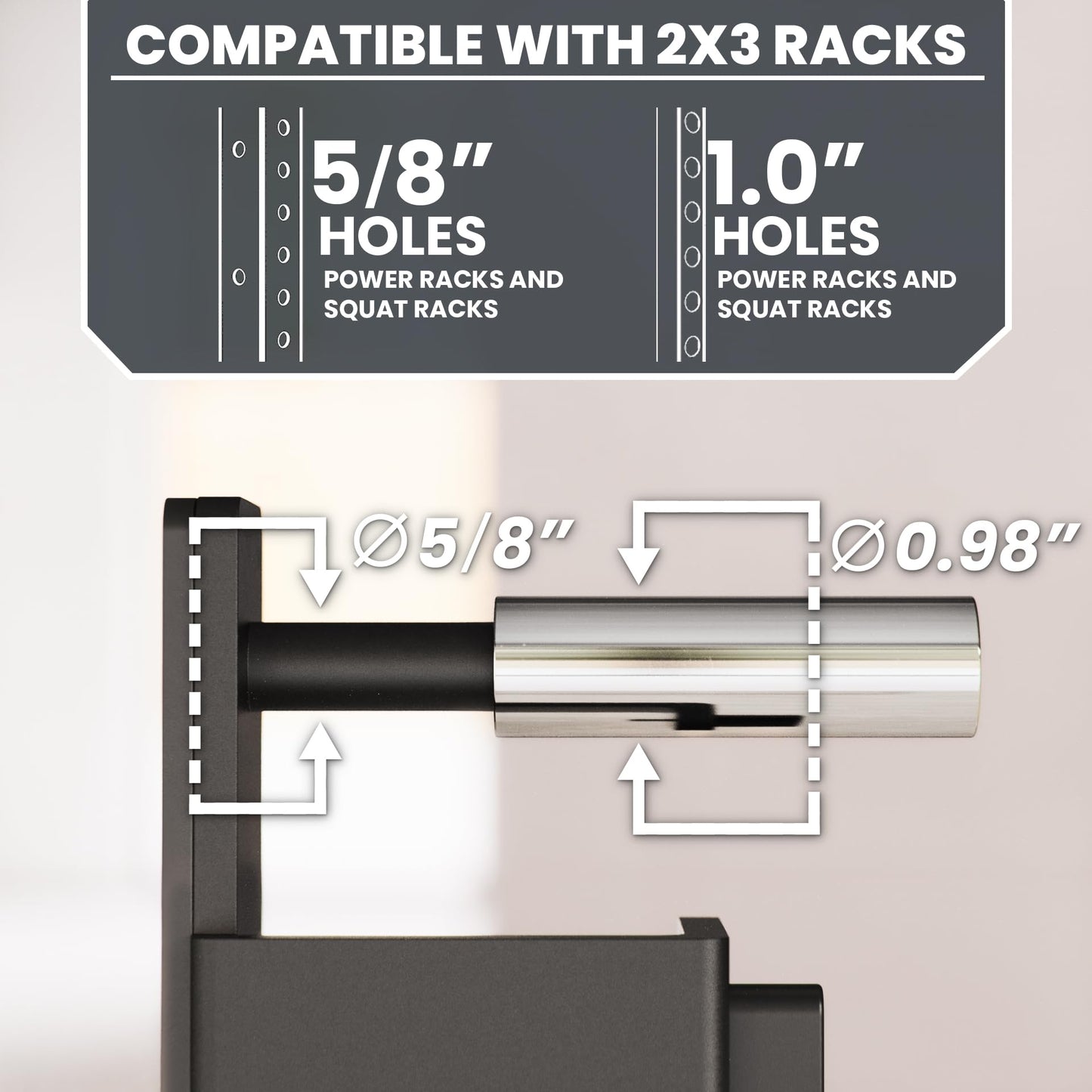 Synergee J-Hooks for Power and Squat Racks. 2x3 J-Cups Designed for 1” or 5/8 Hole. J-Hooks for Power Lifting, Squats and Presses. Sold in Pairs.