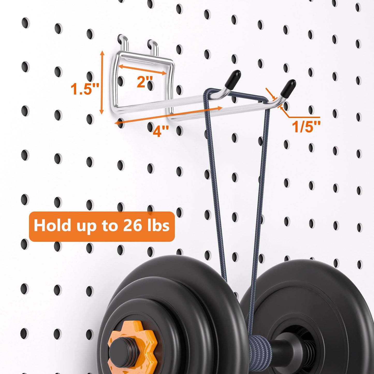 FRIMOONY Heavy Duty Pegboard Hooks 30 Pack, 4 Inch Long, Fitting 1/4 Inch Pegboard Holes, Silver Metal Garage Workshop Shed Organizer