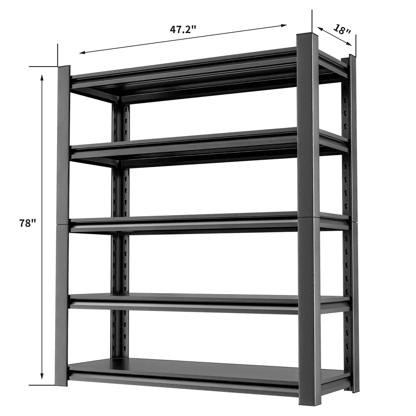OLLRRACT Heavy Duty Metal Storage Shelf, 5 Tier Industrial Shelving Unit - Garage Shelving, Utility Shelf, Metal Storage Rack Shelving, Durable Garage Shelf Organizer 18" D x48 W x78 H