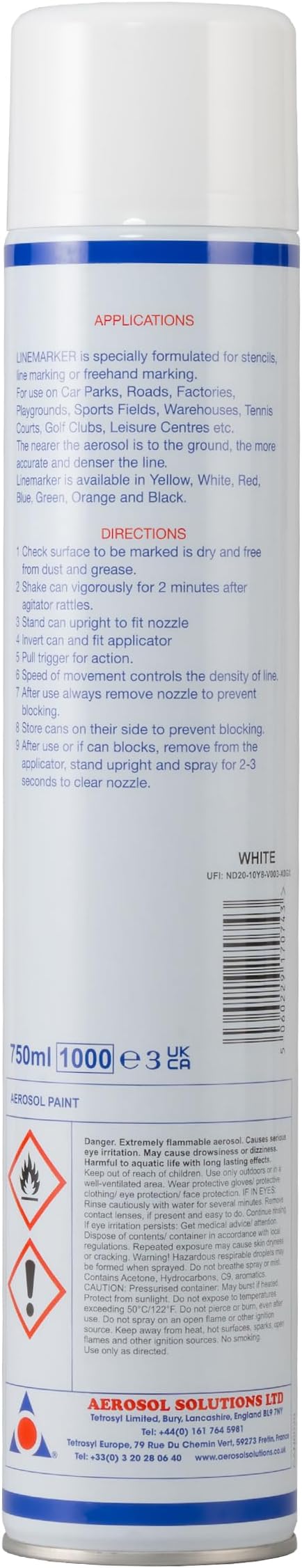 Line Marker, Grass and Road Spray Paint, Athletic Field Striping Paint Spray -White 26 Fl Oz (Pack of 6)