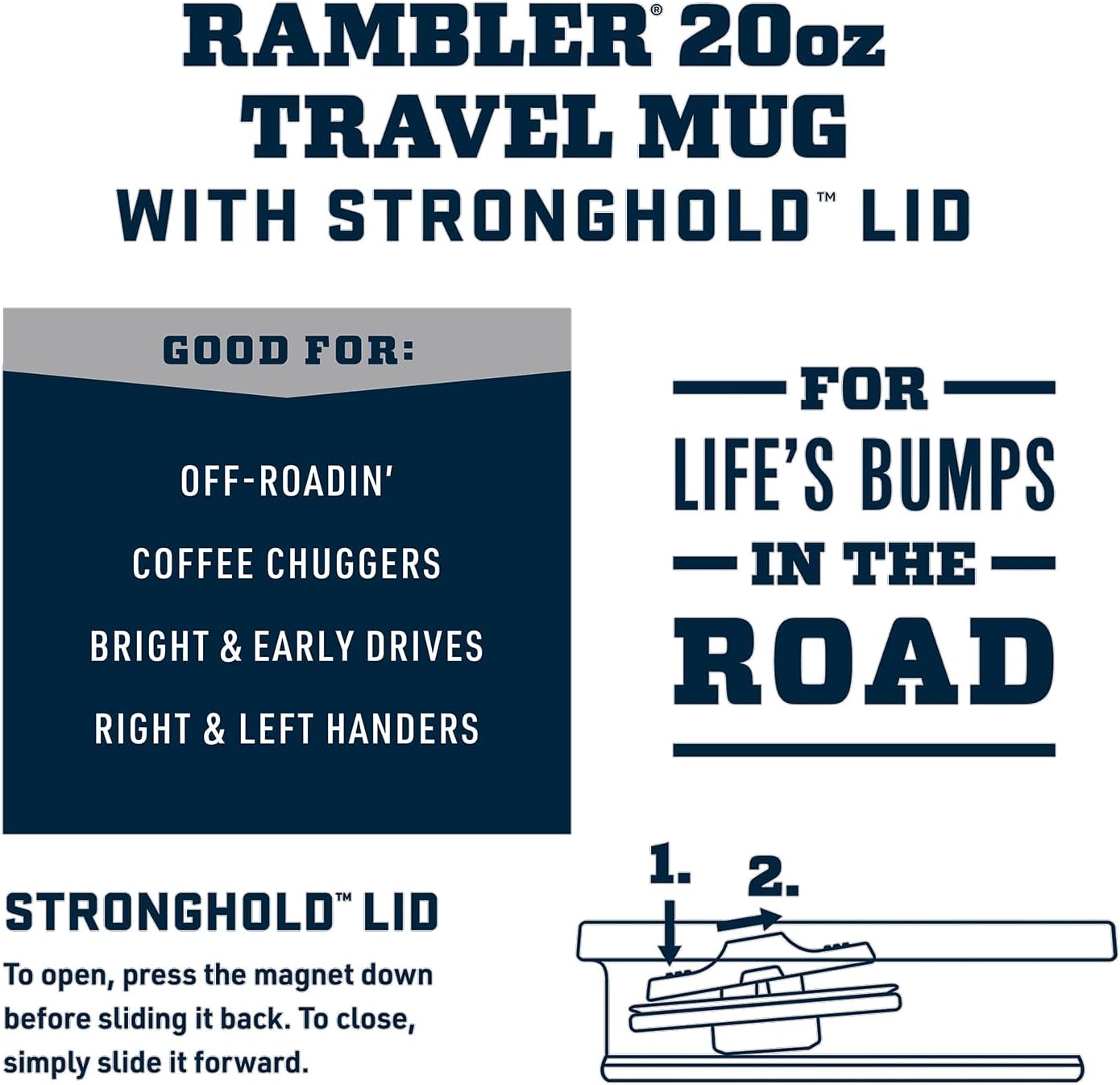 YETI Rambler 20 oz Travel Mug - Stainless Steel, Vacuum Insulated with Stronghold Lid for Ultimate Durability
