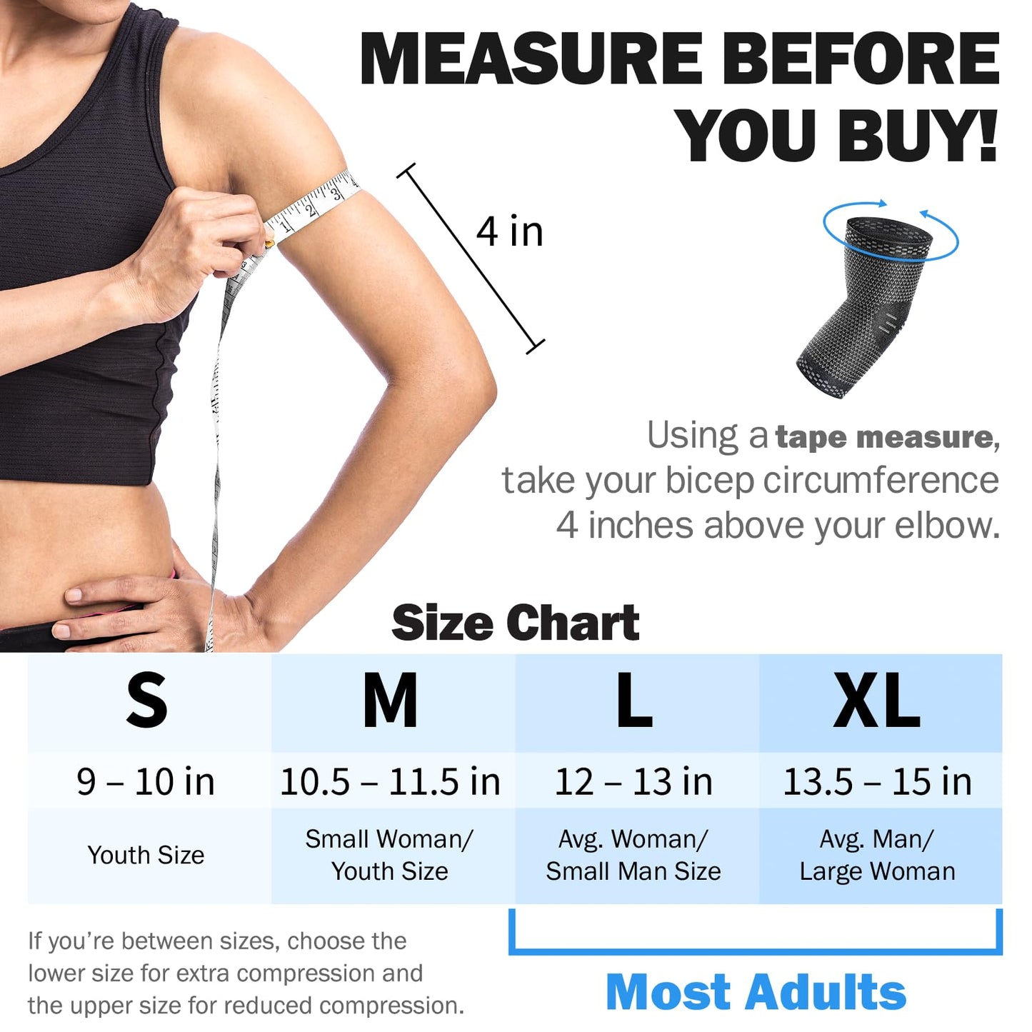 POWERLIX Elbow Brace Compression Support - Elbow Sleeve for Tendonitis, Tennis Elbow Brace and Golfers Elbow Treatment, Arthritis, Workouts, Weightlifting – Reduce Elbow Pain (Black, L)