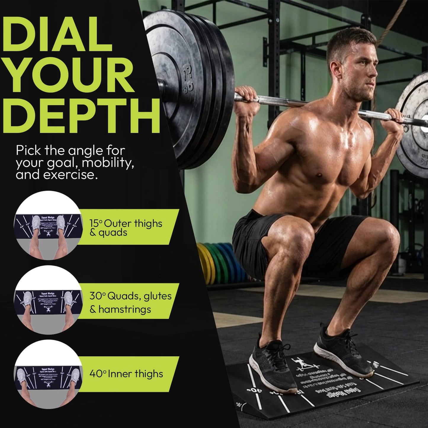 Squat Wedge Block – Non-Slip EVA Material Slant Board with 15°/30°/40° Angle Markings, 15° Heel-Elevated Incline Squat Wedge for Deep Squats & Calf Stretches (Gym, Home, Therapy & Yoga)