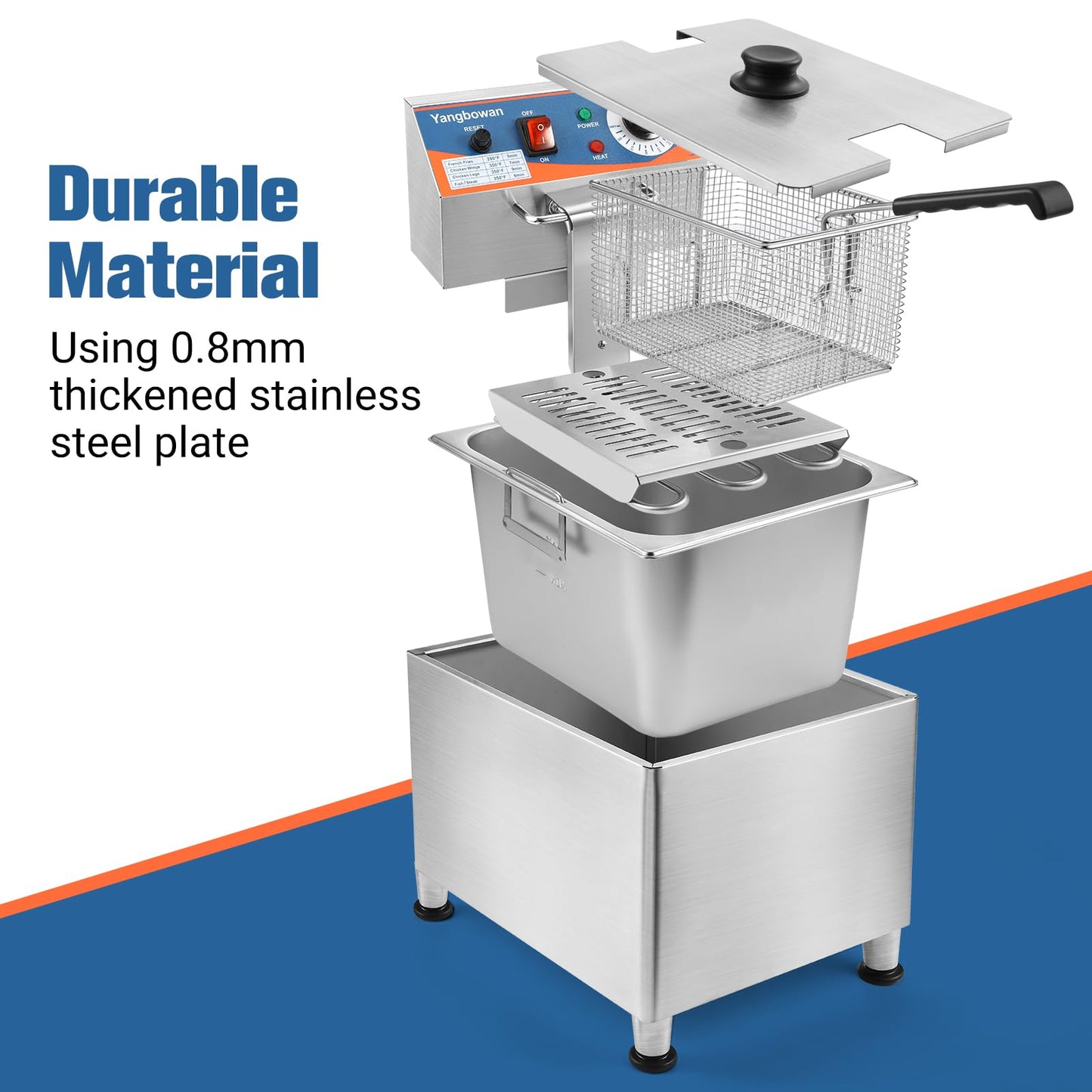 12L Commercial Deep Fryer,1800W Deep Fryer with Basket,Adjustable Temperature,Lid,Stainless Steel Body DeepFryer Pot,Electric Coumtertop Fryer for Commercial Restaurant Home Use