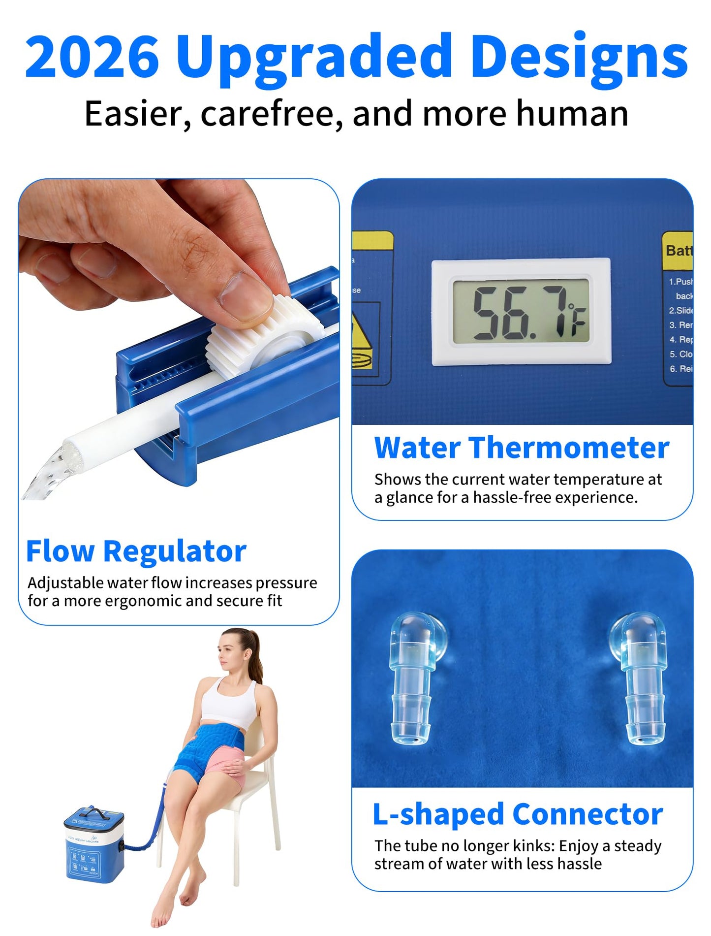 Cold Therapy Machine for Hip After Surgery with Pressure Regulator & Temperature Display, Ice Machine for Hip Replacement with Timer, Ice Wrap Pad Cryotherapy System for Post-Surgery Pain Relief