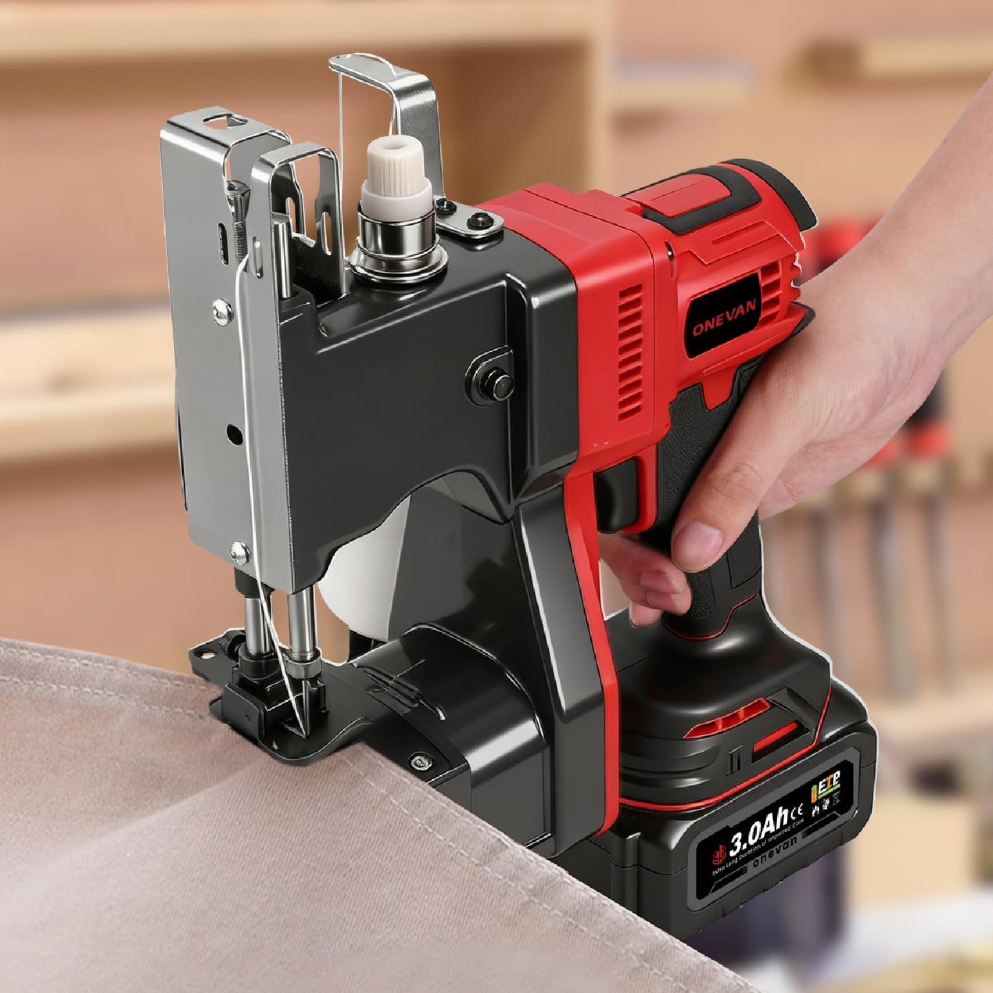 Cordless Bag Closing Machine with 2x3.0A Batteries, Brushless Motor, Battery Bag Sewing Machine Portable Bag Closer Stitcher Packing Machine for Feed Sacks, Rice Bags, Burlap Sack