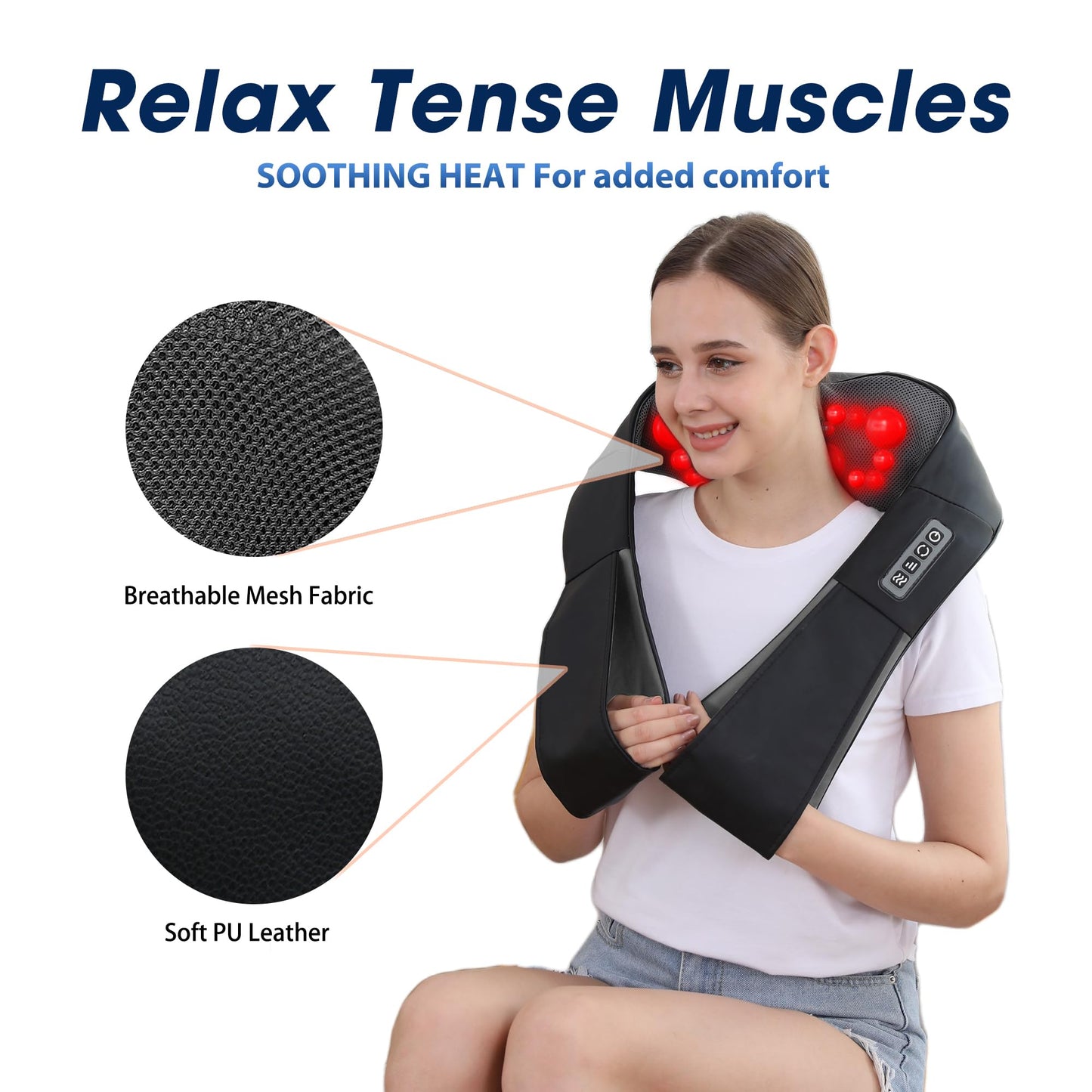 UFFAE Shiatsu Neck and Back Massager with Heat, Electric Deep Tissue Kneading Neck and Shoulder Massage, Best Gifts for Women Men Mom Dad Mothers Fathers Day Birthday Gift, Black Grey (NOT Cordless)