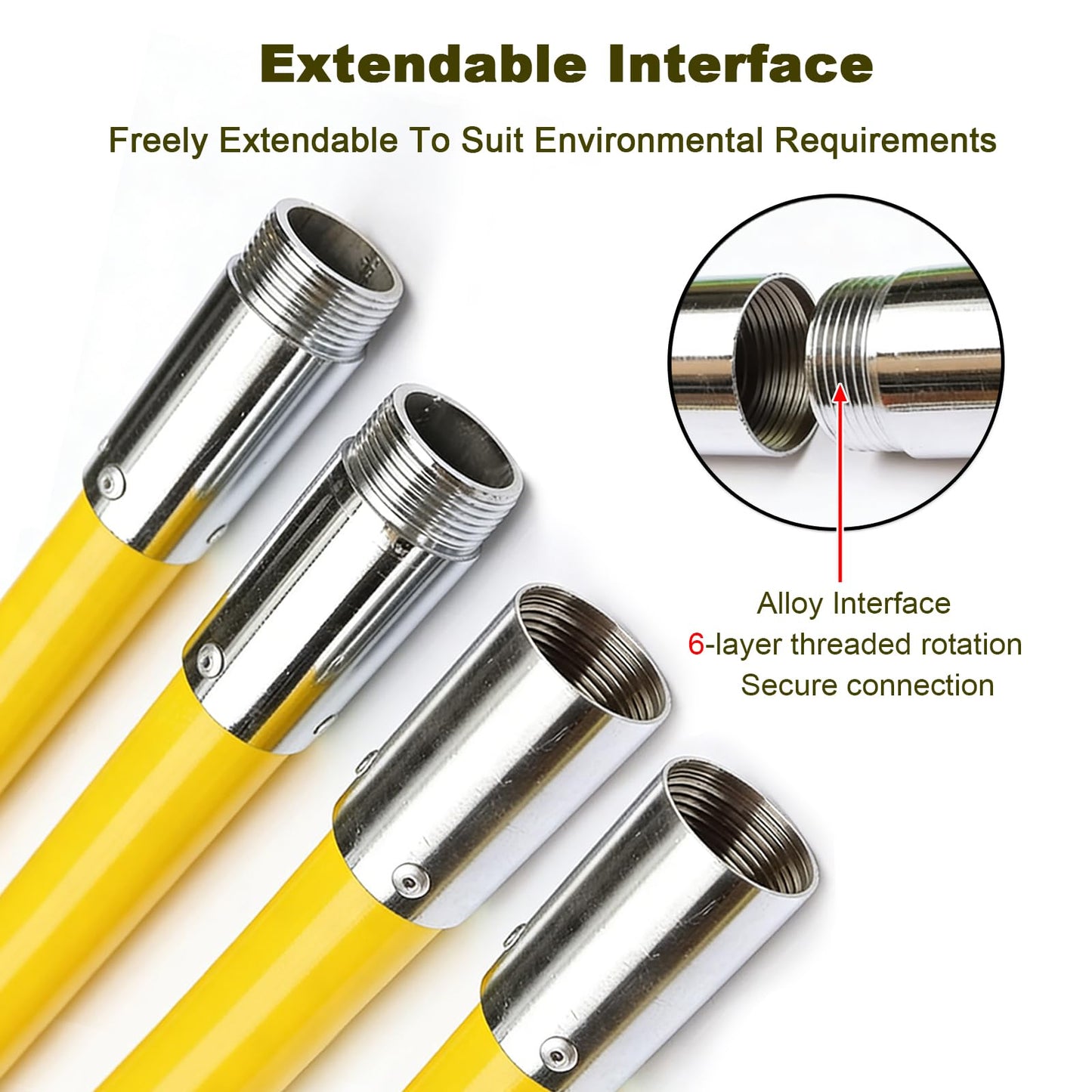 Spliceable Hot Stick, 110kV High Voltage Insulated Operating Pole, Heavy Duty Epoxy Resin Fiberglass Switch Stick with Spliceable Universal Head for Live-Line Work, 110KV 13.1ft 4-Section