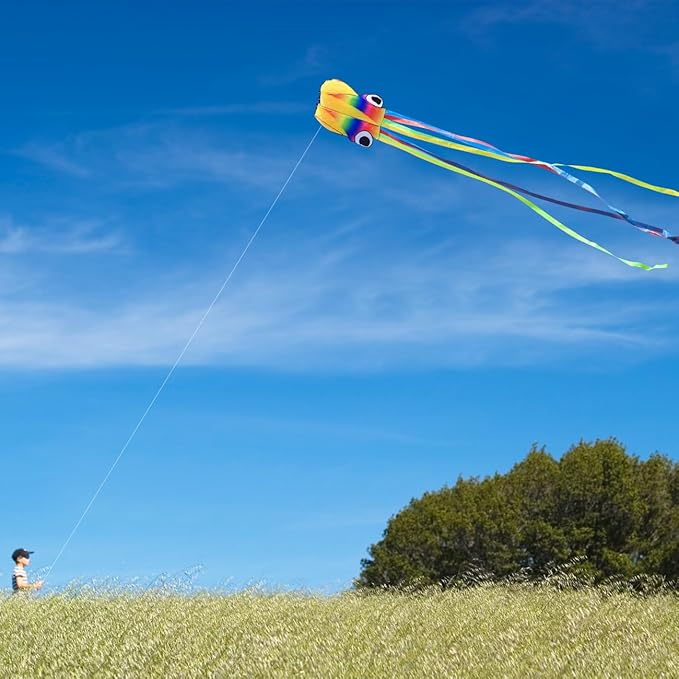 Large Octopus Kites for Kids & Adults,Big Kite for Beginners, Kites for Kids Ages 4-8,Outdoors Activities with Line and Handle