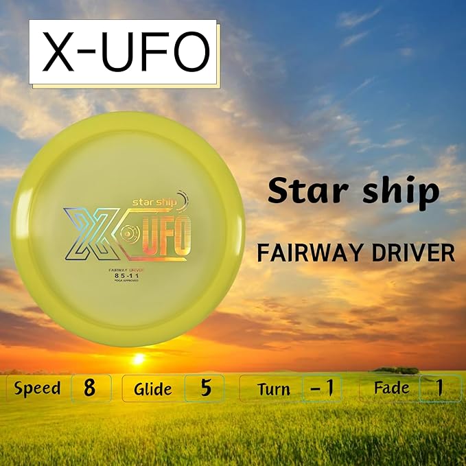 X-UFO Disc Golf Set - Disc Golf Beginner's Set 3-Piece Set with Putter, tee, and mid-Range disc, 170-178 Grams, for Beginners and Professional disc Golf tournaments.