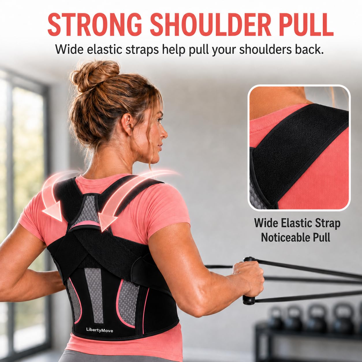 LibertyMove Posture Corrector for Women and Men, Breathable Upper Back Brace Posture Reminder, Adjustable Back Straightener with Underarm Comfort Straps, Shoulder Support Brace for Active Daily Wear