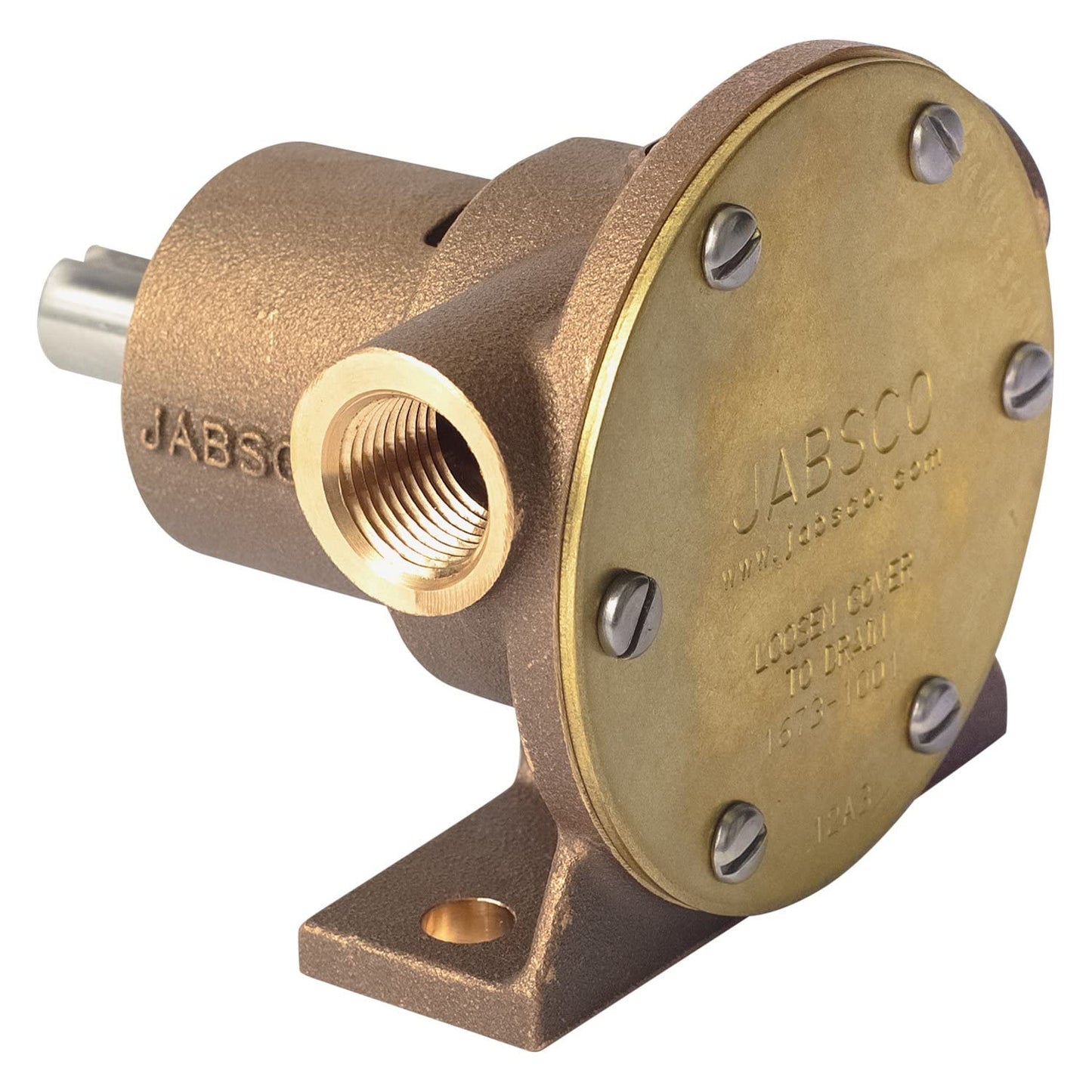 Jabsco 1673-1001 Marine 1673 Series Pulley Driven Flexible Impeller Pump (Neoprene Impeller, Full Cam, Lip Seal, 1/2" NPT Port) , Bronze